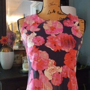 Cynthia Rowley Pink Floral Striped Scuba Bodycon Sleeveless Blouse